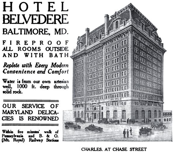 1917 ad for the Hotel Belvedere