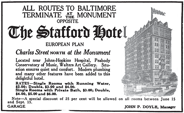 1917 ad for the Stafford Hotel