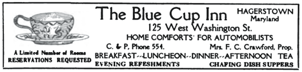 1917 ad for the Blue Cup Inn