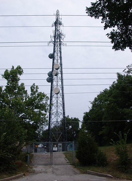 This cell phone tower now stands where the water tower once stood.