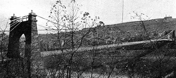 John Kennedy Lacock Photograph from Robert Bruce's <i>The National Road</i>: The famous suspension bridge across the Ohio River from Wheeling, West Virginia, to Bridgeport, Ohio.