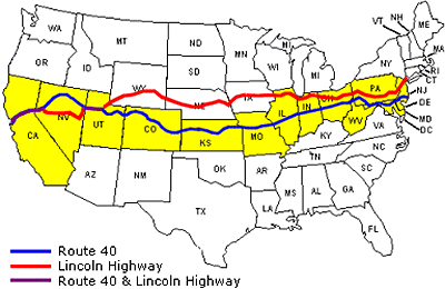 Old Lincoln Highway Map U.s. Route 40 - Lincoln Highway