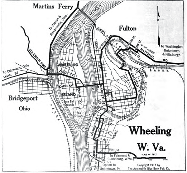 1917 map of Wheeling