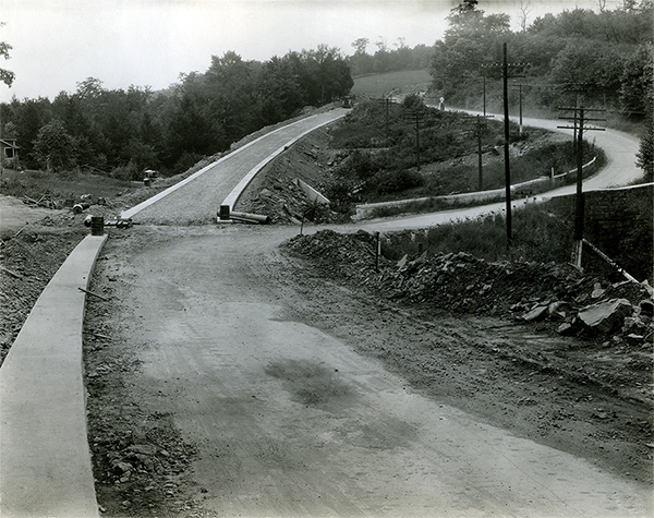 New alignment being constructed at Puzzley Run, 1932