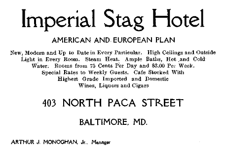 Advertisement for the Imperial Stag Hotel