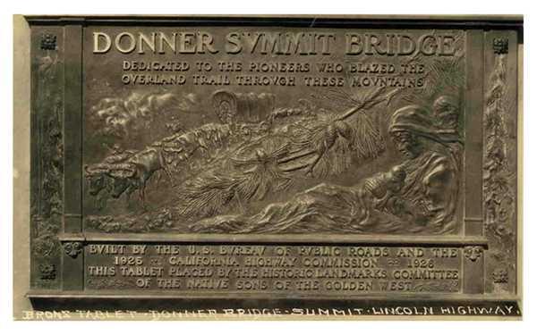 Plaque on the Donner Memorial Bridge