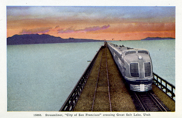 City of San Francisco on the Great Salt Lake railroad causeway