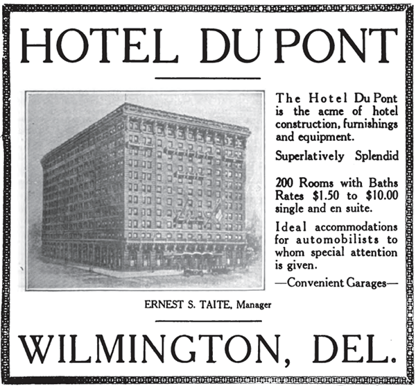 1917 ad for the Hotel Dupont.