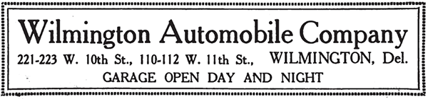 1917 ad for the Wilmington Automobile Company