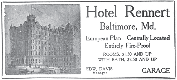 1917 ad for Hotel Rennert