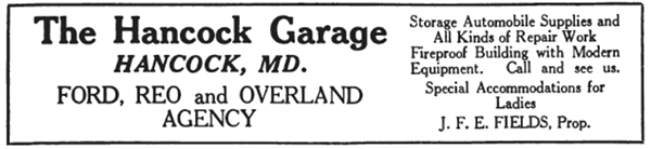 1917 ad for the Hancock Garage