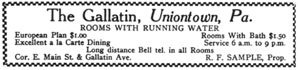 1917 ad for the Gallatin Hotel