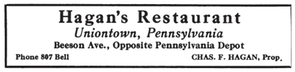 1917 ad for Hagan's Restaurant