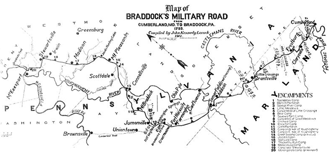 Map of Braddock Road