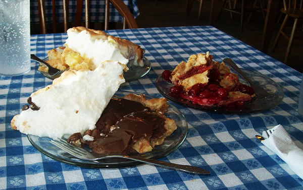 Pies at the Blue Springs Cafe.