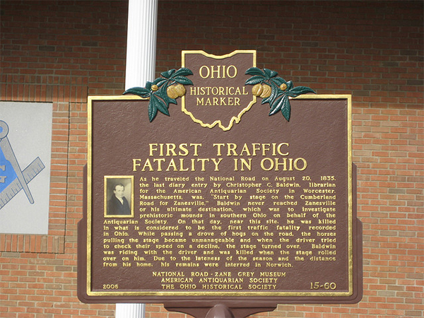 Ohio's First Traffic Fatality Marker