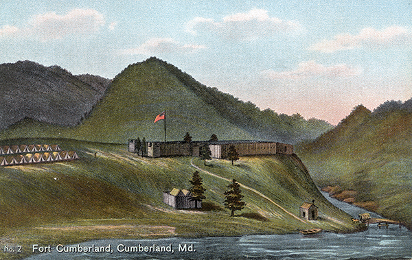 John Kennedy Lacock Braddock Road Postcard #2: Fort Cumberland, Cumberland, Md.
