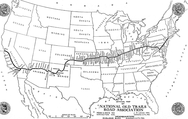Map of the National Old Trails Highway