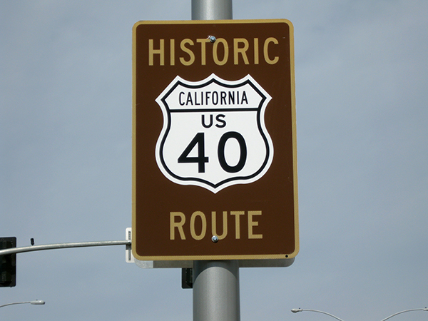 Historic Route 40 sign in the Sacramento area.
