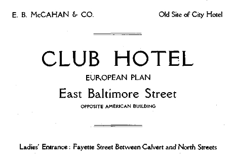 Advertisement for the Club Hotel